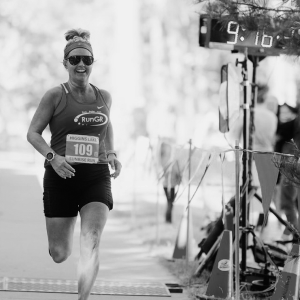Jamie finishing a Marathon