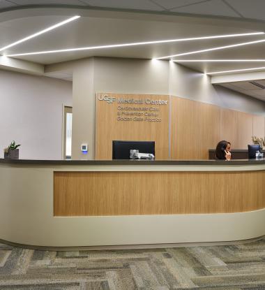 EDGE 1 Recessed with Custom Angled Ends at Reception Desk