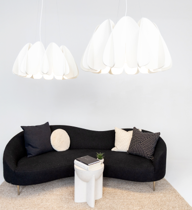 2 Flores over black couch