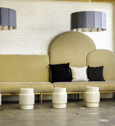Drums and wall bench