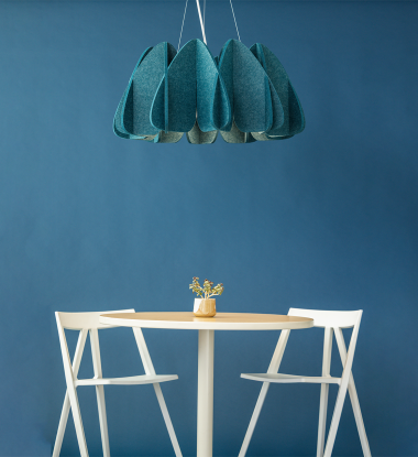 Flores over cafe table